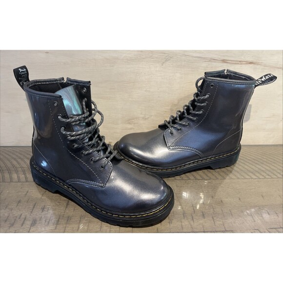 Dr Doc MARTENS Womens size 6 Shoes Boots 1460 Gray Pewter Lace Up Zipper NEW - Picture 1 of 9